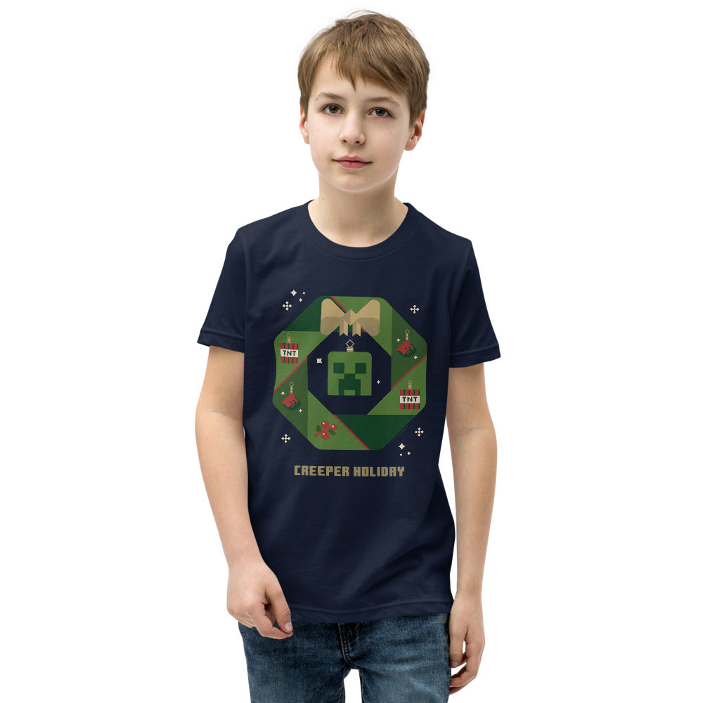 Minecraft Creeper Holiday Wreath Kids T-Shirt